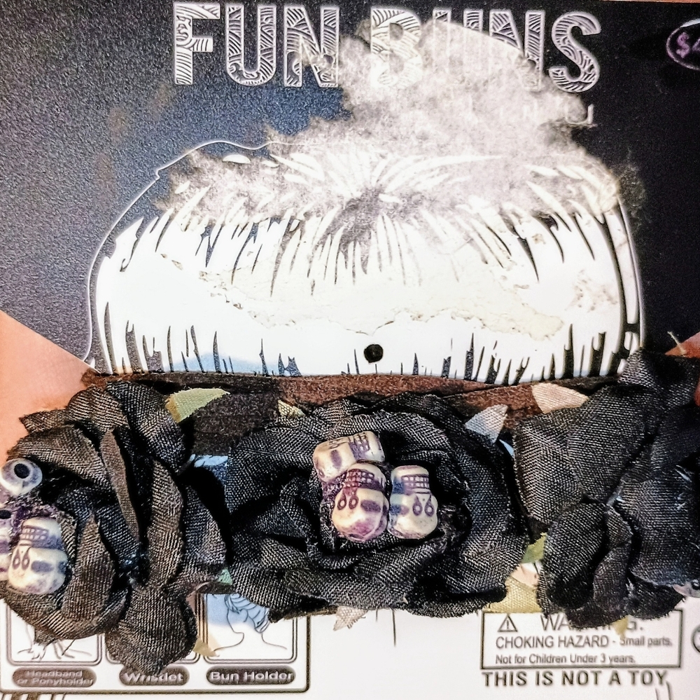 Fun Bun Hair Wrap Cord Skulls Halloween O/S Hair Accessory